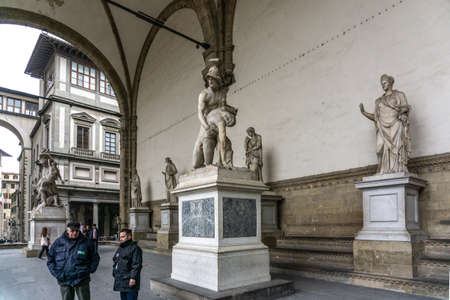 Statue on Signoria square, Florence, Italyのeditorial素材