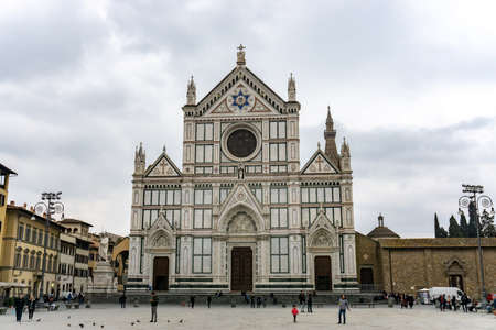 Florence, Italy - March 1, 2019: The Basilica di Santa Croce is one of the most important cathedral in Florence, Italyのeditorial素材
