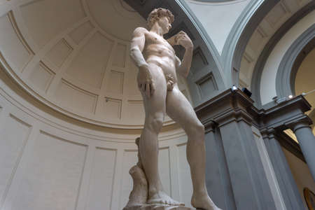 Florence, Italy - March 3, 2019: Renaissance sculpture of David by Michelangelo in Academy of fine arts of Florence (Accademia di Belle Arti di Firenze)のeditorial素材