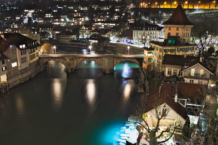 UntertorbrÃ¼cke stone arch bridge, Aar river, Bern, Switzerlandの写真素材