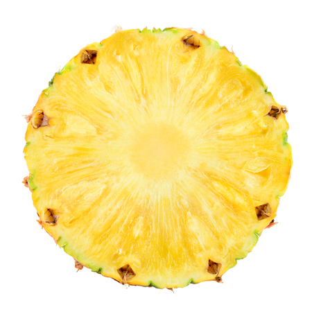 Pineapple slice isolated. Pineapple on white background. Circle.の写真素材