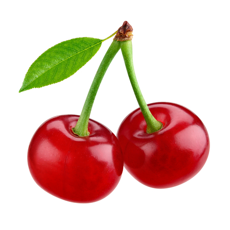 Cherries isolated. Cherry on white background. With clipping path.の写真素材