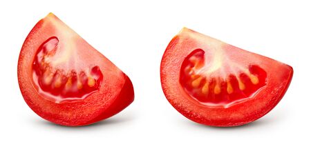 Tomato piece isolate. Ð¡ut tomato on white. Tomato slice.の写真素材