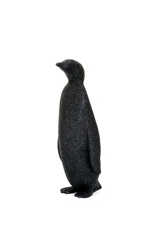 penguin lateral position in a white background with disco skinの写真素材