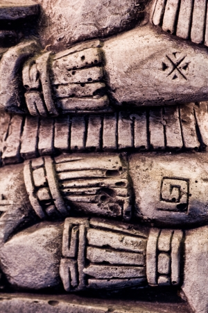 little detail of a mayan sculptureの写真素材