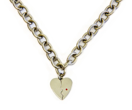 silver heart with chainの写真素材