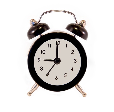 black and white alarm clock