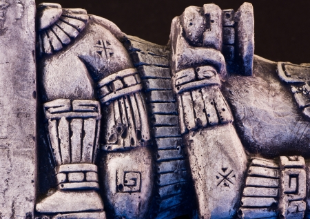 little detail of a mayan sculptureの写真素材