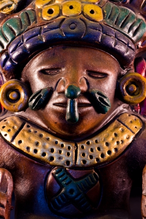little detail of a mayan sculptureの写真素材