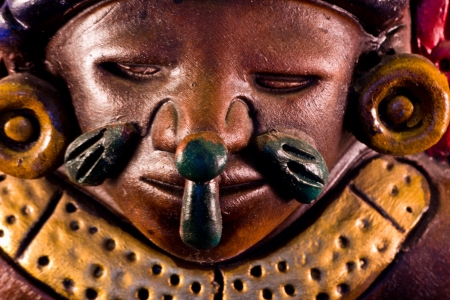little detail of a mayan sculptureの写真素材