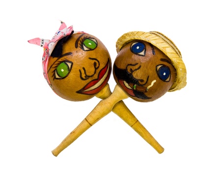 cuban maracas isolated on whiteの写真素材