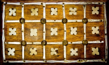 wooden box with metallic rivetsの写真素材
