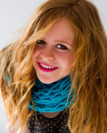 portrait of a young redhead girlの写真素材