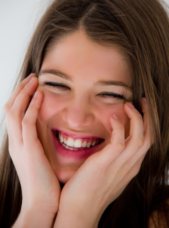 portrait of a young brown hair girlの写真素材