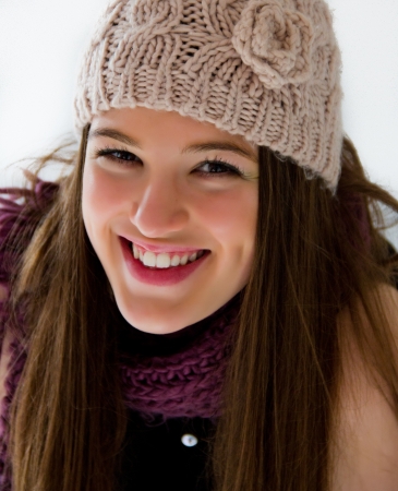 portrait of a young brown hair girlの写真素材