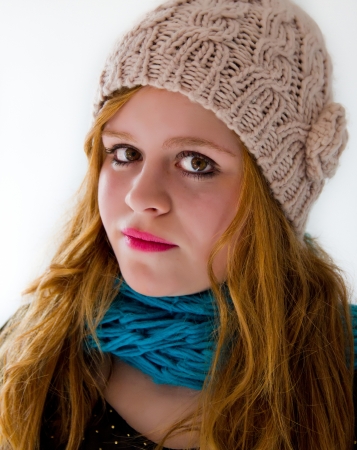 portrait of a young redhead girlの写真素材