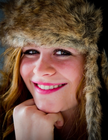 portrait of a young redhead girlの写真素材