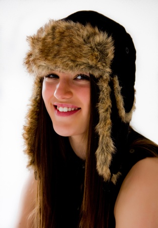 portrait of a young brown hair girlの写真素材