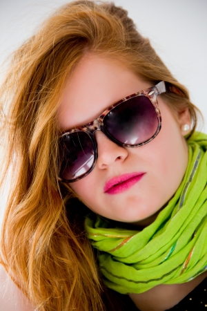 portrait of a young redhead girlの写真素材