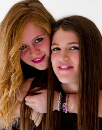 portrait of two young girlsの写真素材