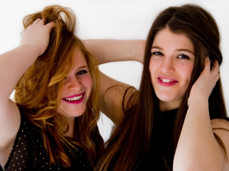 portrait of two young girlsの写真素材