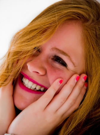 portrait of a young redhead girlの写真素材