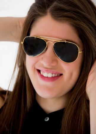 portrait of a young brown hair girlの写真素材