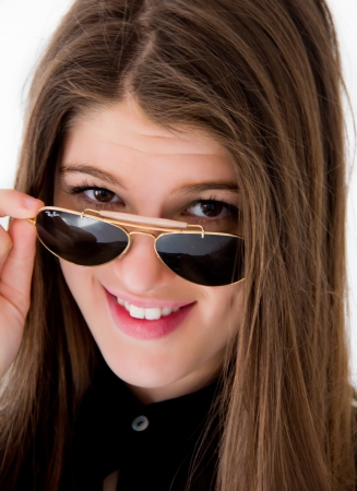portrait of a young brown hair girlの写真素材