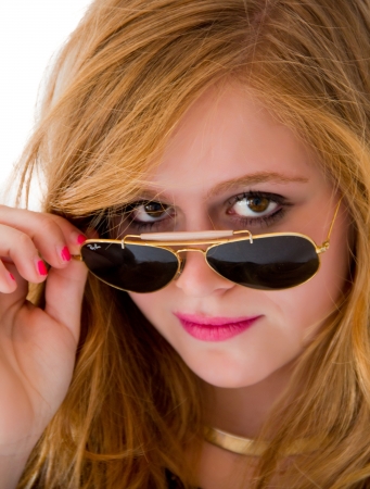 portrait of a young redhead girlの写真素材