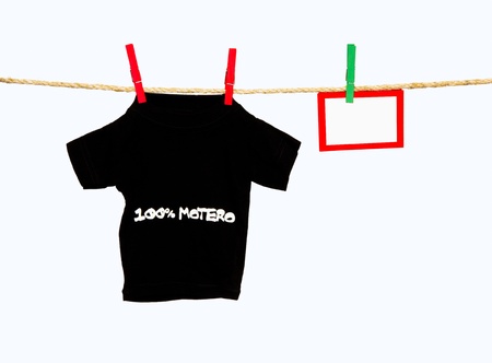 clothesline with a baby t-shirtの写真素材