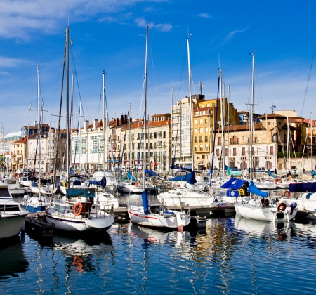 marina in the city of Gijonのeditorial素材