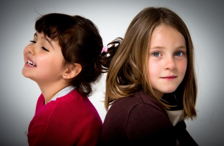 portrait of two little girlsの写真素材