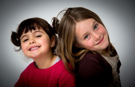 portrait of two little girlsの写真素材