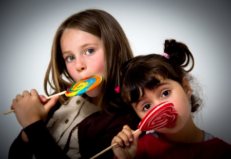 portrait of two little girlsの写真素材