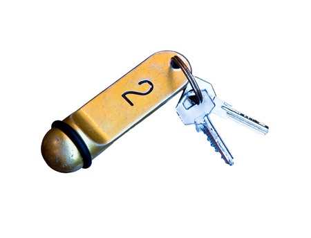 hotel key isolated on whiteの写真素材