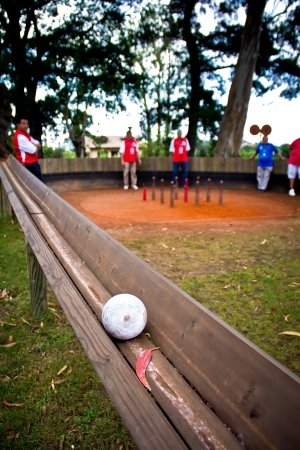 traditional bowling game in Asturias, Spainの写真素材