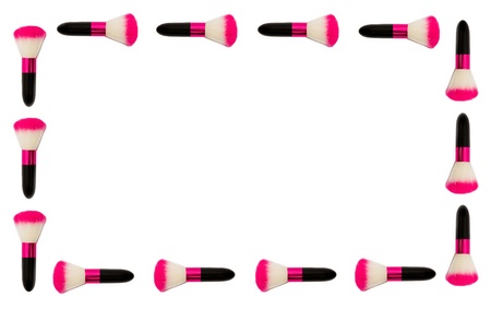 makeup brushes isolated on whiteの写真素材