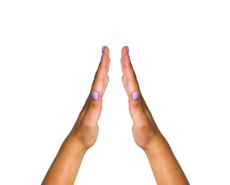two woman hands isolated on whiteの写真素材