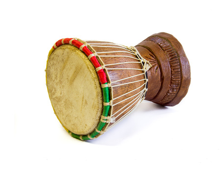 djembe. African percussion. Handmade wooden drum with goatの写真素材