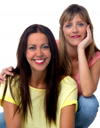 portrait of two beauty womenの写真素材