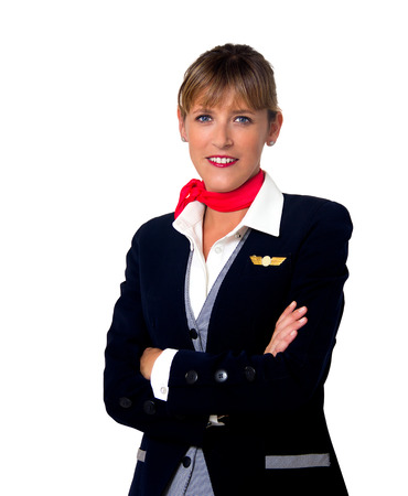 stewardess lady isolated on whiteの写真素材