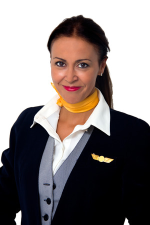 stewardess lady isolated on whiteの写真素材