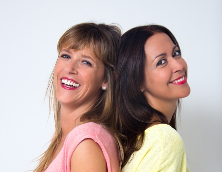 portrait of two beauty womenの写真素材