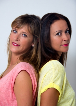 portrait of two beauty womenの写真素材