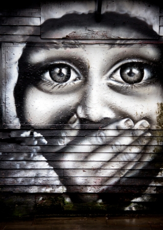 urban graffiti in a street of Londonの写真素材