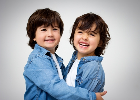 portrait of a little girl and boyの写真素材