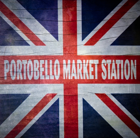 detail of portobello market signの写真素材