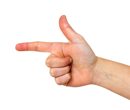 gesture hand isolated on whiteの写真素材