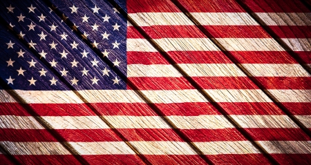 USA flag painted on old woodの写真素材