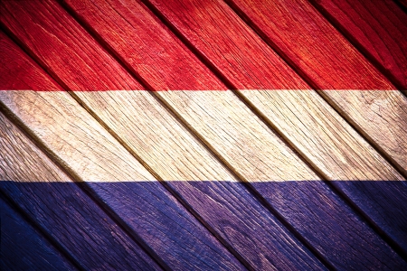 Netherlands flag painted on old woodの写真素材